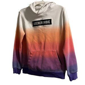 ABERCROMBIE Kids Pullover Fleece Hoodie Sweatshirt Dip Tie Dye Ombre Youth 11 12